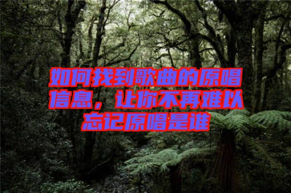 如何找到歌曲的原唱信息，讓你不再難以忘記原唱是誰(shuí)