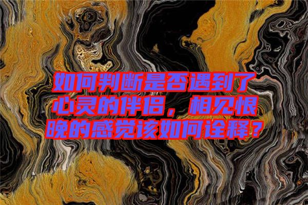 如何判斷是否遇到了心靈的伴侶，相見(jiàn)恨晚的感覺(jué)該如何詮釋？