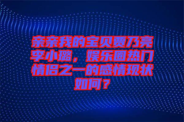 親親我的寶貝賈乃亮李小璐，娛樂圈熱門情侶之一的感情現(xiàn)狀如何？