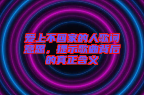 愛上不回家的人歌詞意思，提示歌曲背后的真正含義