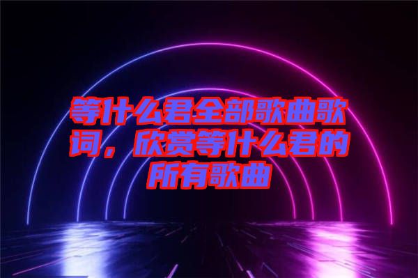 等什么君全部歌曲歌詞，欣賞等什么君的所有歌曲