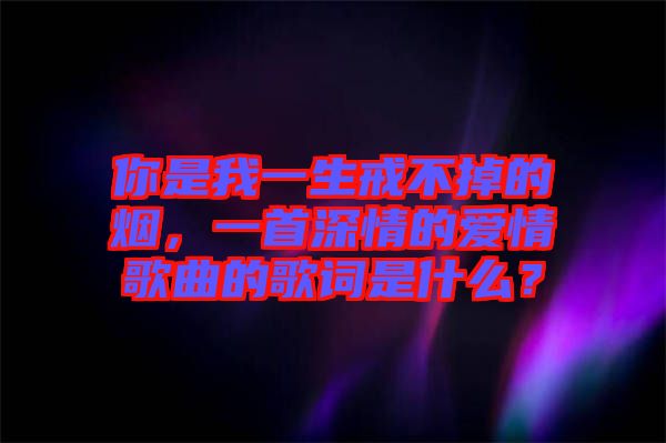 你是我一生戒不掉的煙，一首深情的愛情歌曲的歌詞是什么？