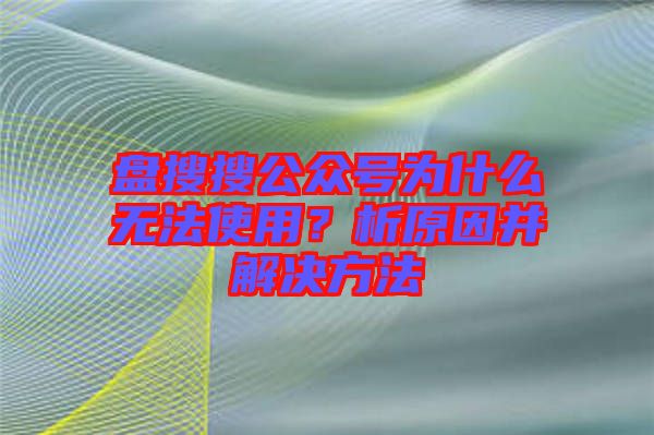 盤搜搜公眾號為什么無法使用？析原因并解決方法