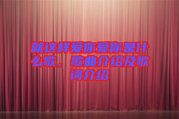 就這樣愛你愛你是什么歌，歌曲介紹及歌詞介紹