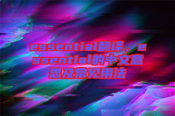 essential翻譯，essential的中文意思及常見用法