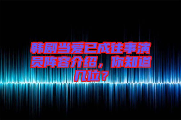 韓劇當(dāng)愛已成往事演員陣容介紹，你知道幾位？