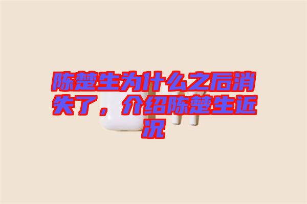 陳楚生為什么之后消失了，介紹陳楚生近況