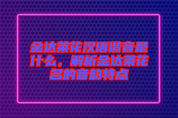 金達(dá)萊花漢語諧音是什么，解析金達(dá)萊花名的音韻特點(diǎn)