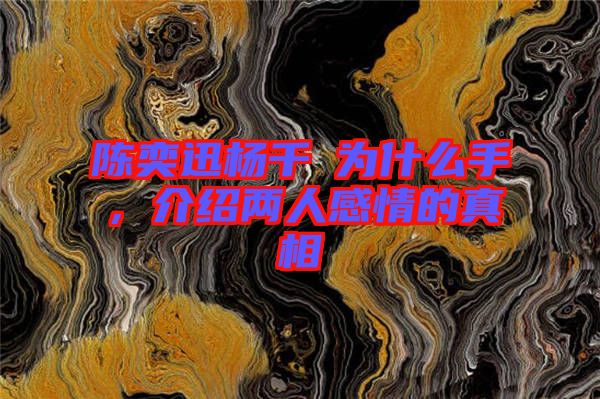 陳奕迅楊千嬅為什么手，介紹兩人感情的真相